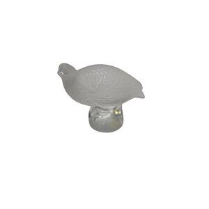 Lalique Frosted Crystal quail Partridge Bird Figurine Signed Collectible 2.25 In